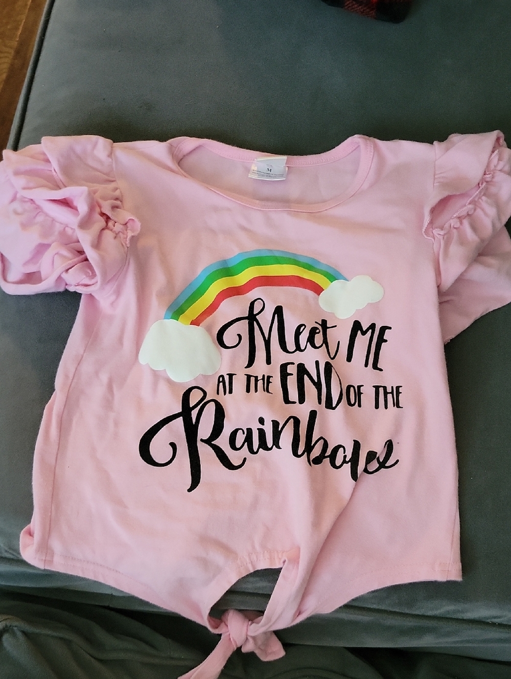 Pink Girls' Rainbow Tie-Front Tee
